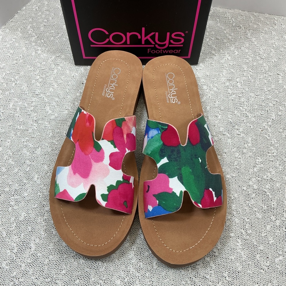 CORKYS Hold Please Women's Multicolored Floral Sandals womens size 10 NIB - Picture 3 of 8